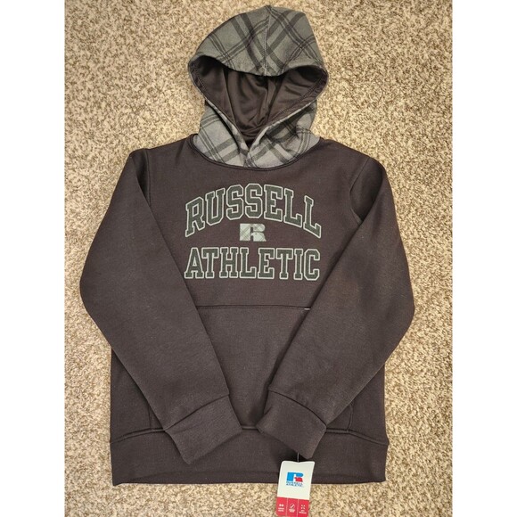 (TWO) RUSSELL ATHLETIC Hoodies Set of 2 Boys Size Medium Black & Tan 10/12 *NWT* - Picture 4 of 7